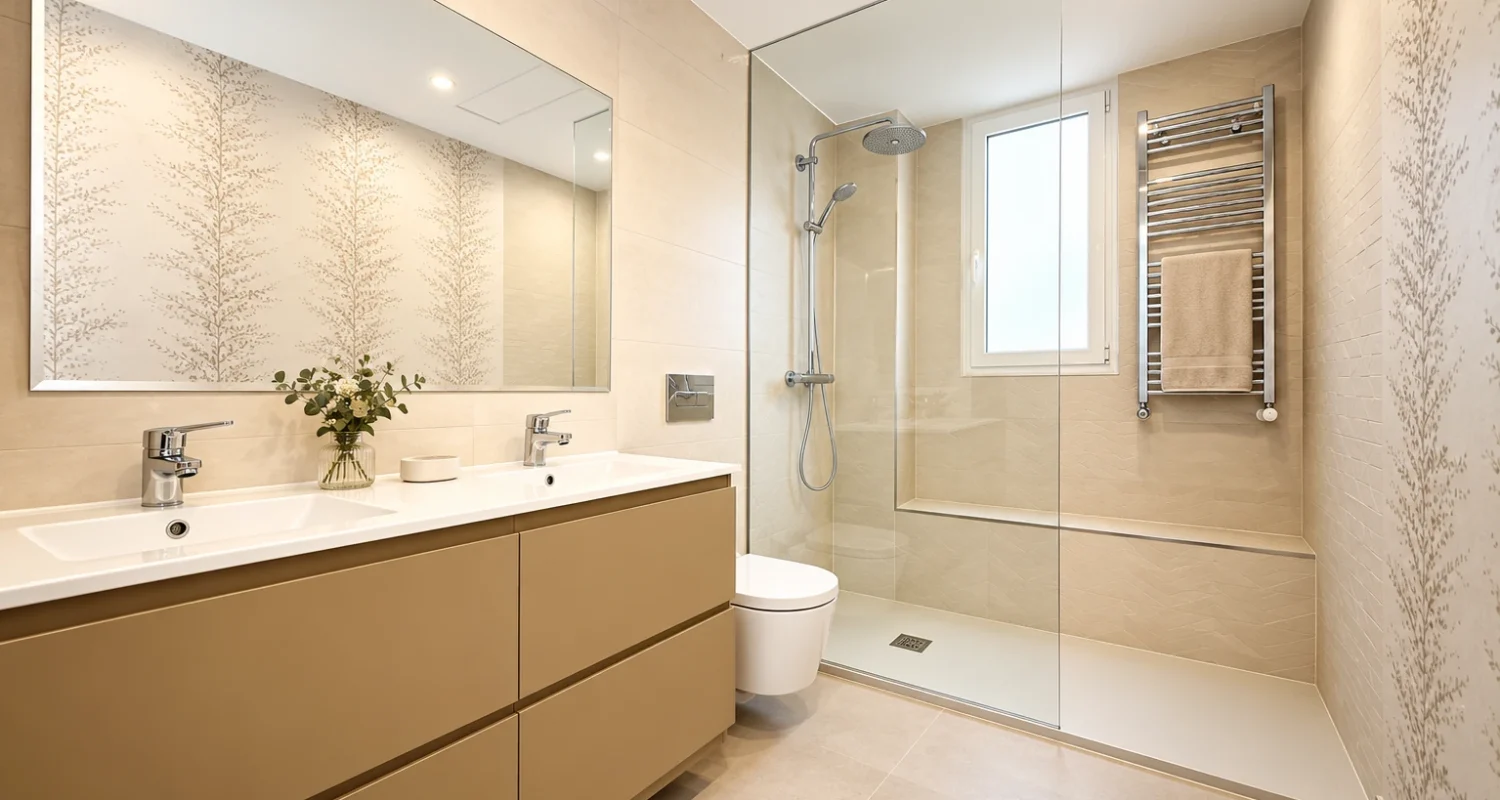 Mueble de baño y ducha en reforma integral piso calle Galileo Madrid